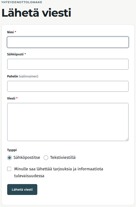 Roskapostilta suojattu Next.js-yhteydenottolomake